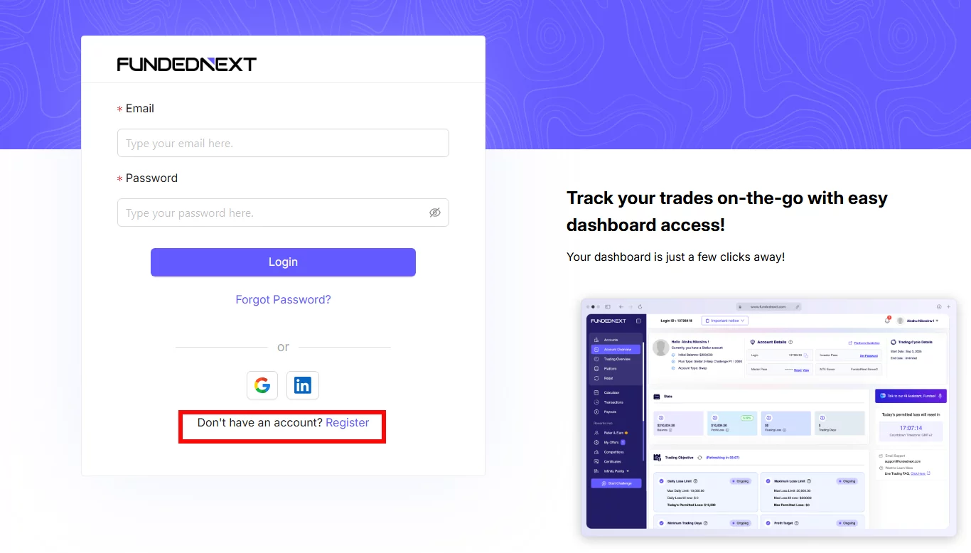 FundedNext - ثبت نام - پراپ فاندد نکست